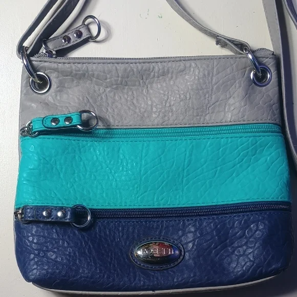 Rosetti Stylish Gray, Teal, and Blue Women's Crossbody Bag - Picture 3 of 9
